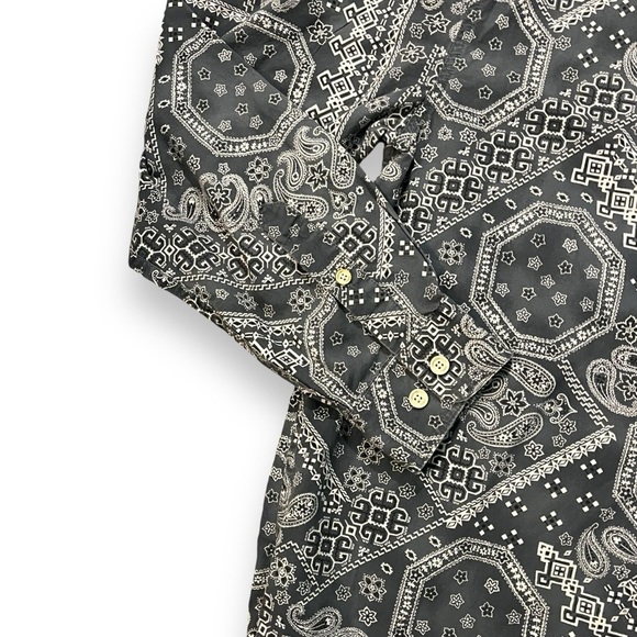 The Territory Ahead Shirt Gray Bandana Print Long Sleeve Button Front Medium - Picture 6 of 8